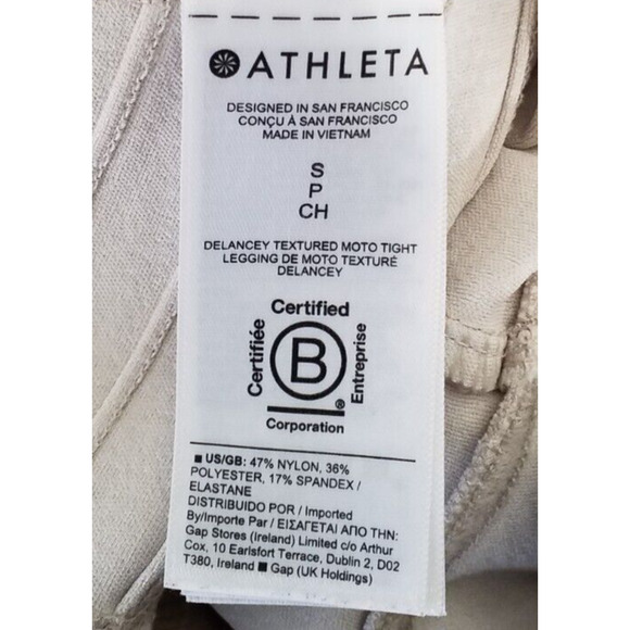 Athleta Delancey Moto Leggings Beige Textured Pockets Size Small - Picture 6 of 6